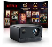 Projector 4K 800+ Built-in Apps & Browser & Browser & AI Car Setup System & CEC Control Video Projector with WiFi 6 Bluetooth 5.2 Dolby Audio 1080P Full HD Lisowod Projector for Home Cinema / Outdoor
