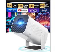 Projector 4K for Bedroom 2025 - Portable Projector Auto Keystone mini projector 4k wifi bluetooth Works mobile phone, laptop, PC, HDMI, TV stick (White)