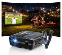 Projector 4K Ultra HD with Official Google TV, Premium Home Cinema & Party Entertainment Hub, Built-in Dual 38W Speakers, 2 Wireless Mics for Sing & Event, Auto Focus, Auto Lens Cover