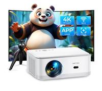Projector 4K with APPs, Full HD 1080P Portable Home Projector with Auto Keystone 1S Focus, 50% Zoom, 300" Display Bluetooth WiFi 6 Smart Bedroom Projectors for Home cinema, Party, Camping