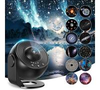Projector Night Light, Black Planetarium Star Projector with 12 Film Discs, Starry Night Light Projector Lamp, Moon Night Light for Adults Ceiling Bedroom, Party