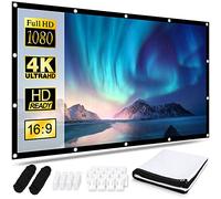 Projector Screen 100 Inch, Portable Movie Screen 16:9 HD 4K Foldable Theatre Cinema Screen, Double Sided Projection Screen for Outdoor School Home Office, 221cm(W) X 125cm(H)