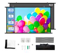 Projector-Screen-100" Pull-Down Projection-Screen Foldable Hanging Movie Screen with 16:9 4K Full HD 3D Gain 1.0 Indoor Portable Projector screen wall mounting for bed room office presentations