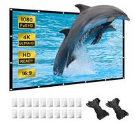 Projector Screen 120 Inch, 16:9 4K HD High Contrast Portable Movie Screen, Foldable Anti-Crease Outdoor Projector screen Support Double-Sided Projection for Home Theater, Open-Air Cinema, Camping