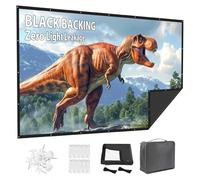 Projector Screen 150 Inch Outdoor: VOOPVOR Upgraded Black Backing Black Opaque - Portable Projection Screen Indoor - 16:9 Foldable Washable Wrinkle-Free for Home Theater Movies Cinema with Carry Bag