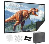 Projector Screen 150 Inch Outdoor: VOOPVOR Upgraded Black Backing Black Opaque - Portable Projection Screen Indoor - 16:9 Foldable Washable Wrinkle-Free for Home Theater Movies Cinema with Carry Bag