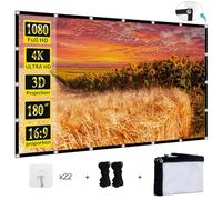 Projector Screen 180 inch, XINLEMY Large 4K HD 16:9 Foldable Portable Projection Cinema Screen Washable Double-sided Video Projector Screen Suitable for Backyard Partying