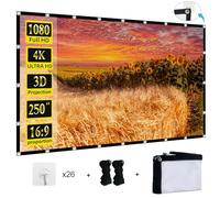 Projector Screen 250 inch, XINLEMY Large 4K HD 16:9 Foldable Portable Projection Cinema Screen Washable Double-sided Video Projector Screen Suitable for Backyard Partying