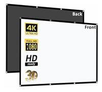 Projector Screen 60-150inch White Milk Shred Black Background Wrinkle-Free Design Soft Projection Indoor Outdoor(120 inch)