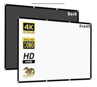 Projector Screen 60-150inch White Milk Shred Black Background Wrinkle-Free Design Soft Projection Screen Indoor Outdoor for Home Theater Cinema Indoor Outdoor Backyard Pa(84 inch)