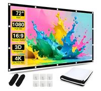 Projector Screen 72 Inch, Andthere 16:9 HD Foldable Portable Outdoor Projector Screen for Garden Bedroom Camping Tent Cinema, Anti-Crease Movie Projection Screens for Indoor Home Office Theater