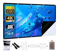 Projector Screen 72 Inch + Black Back Counter Light Transmittance, 16:9/Wrinkle-Free/160°/Washable/Foldable, Indoor/Outdoor, Includes Nail Hooks and Handbag