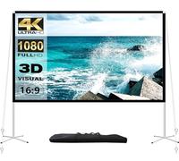Projector Screen and Stand 100 Inch Portable Outdoor Projection Screen 16:9 4K HD Movie Projection Screen with Carry Bag for Indoor Outdoor Home Theater Film Night Party Camping Foldable Anti Crease