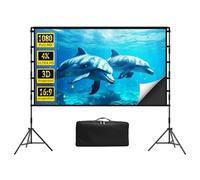 Projector Screen and Stand,120 inch lejiada Black Projection Screen with Stand Portable Foldable Movie Screen with Carry Bag for Indoor Outdoor Home Theater Backyard Cinema