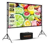 Projector Screen and Stand,Towond 100 inch Indoor Projection Screen Portable Outdoor Projection Screen 16:9 4K HD Rear Front Movie Screen with Carry Bag for Home Theatre and Backyard Cinema Nights