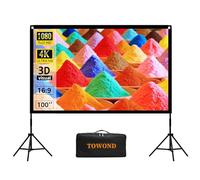 Projector Screen and Stand, Towond 100 inch Portable Movie Screen Indoor Outdoor 16:9 HD Front Rear Projection Screen with Carry Bag Wrinkle-Free and Foldable Polyester Fabric Design for Home Cinema