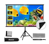 Projector-Screen-with-Stand 100 inch,Indoor Outdoor Projection-Screen with Black-backing,16:9 HD Premium Wrinkle-Free Tripod Screen For Projector with Storage Bag