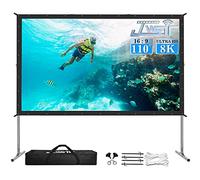 Projector Screen with Stand, 110" 4K HD Outdoor/Indoor Portable Projector Screen 16:10 Foldable Movie Projection Screen with Carry Bag for Home Theater Camping Gaming Backyard Movie