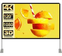 Projector Screen with Stand 16:9 HD 4K Outdoor Indoor Projection Screen for Home Theater 3D Fast-Folding Projector Screen with Stand Legs and Carry Bag Projection Movie Wrinkle-Free (120inch)