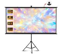 Projector Screen with Stand 60/72/84/100 Inch Outdoor Indoor Movie Screen 16:9 4K HD Metal 3.5 Gain Wrinkle-Free for Home Cinema, Backyard Party(60 Inch)