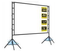 Projector Screen With Stand White Wrinkle-Free 160° Viewing Angle 60-150 Inch Double Sided Home Theater Outdoor(120 inch)