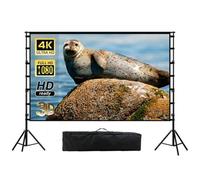 Projector Screen with Tripod, 16:9 4K HD Outdoor Movie Screen with Carry Bag, Portable Wrinkle-Free Washable Indoor Projection Screen(150inch/330x187cm)