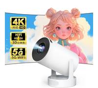 Projector Small Ultra Speaker 360° HIFI Stereoscopic Sound, 270° Rotation, 4K Compatible, Ceiling Projection, 16000LM High Brightness, Home Projector, 50% Zoom Function, 5GWIFI, Bluetooth