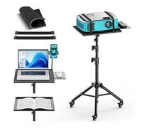 Projector Stand, Sturdy Durable Metal Laptop Tripod Stand with Wheels, Folding Floor Tripod Stand with Tray, Adjustable Height Portable DJ Equipment Stand for Indoors and Outdoors (29 Inch-69 Inch)