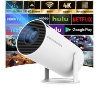 Projector with WIFI 6 and Bluetooth, HY300PRO 4K 1080P Support Portable Projector, Built-in App, Android 13, Auto Keystone Correction, Video Projector for Laptop, PC, Smartphone