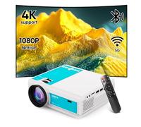 Projector with WiFi and Bluetooth, Native 1080P 12000L 4K Supported, Outdoor Movie Projectors Compatible with iOS/Android/HDMI/USB (White-Blue)