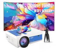 Projector with Wifi and Bluetooth,Staratlas Native Resolution 1080P,Tv Projector for Bedroom,Support Screen Mirror,Mini Portable Projector,12000L,Movie Projector Indoor (White-Blue)