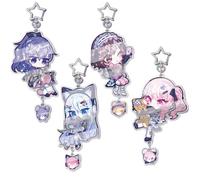 Projects Sekais Keychain 4 Pcs Game Anime Figure Mizuki Cosplay Accessories Cute Girls Keyring Pendant Projects Sekais Acrylic Chain Set
