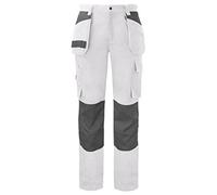 Projob Mens 5530 Contrast Panel Cargo Trousers (30R) (White/black)