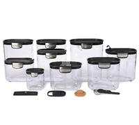 ProKeeper+ Airtight Food Storage Container Set - Clear Plastic Flour and Sugar Canister Set with Magnetic Accessories for Kitchen Organization (Black, 13-Piece)