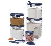 ProKeeper+ Airtight Food Storage Container Set - Clear Plastic Flour and Sugar Canister Set with Magnetic Accessories for Kitchen Organization (Navy, 9-Piece)