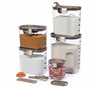 ProKeeper + Hermetic Food Storage Container Set - Clear Plastic Flour and Sugar Container, Set with Magnetic Kitchen Accessories (Taupe, 9 Piece)