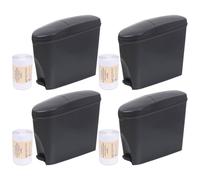 Pro Washroom Sanitary Bin 20L & 200 Bin Liners - Slimline Washrooms Toilets Hygienic Disposal Pedal Container Bins for Female Ladies and Baby Hygiene Products - 20 litres Grey (4 Pack)