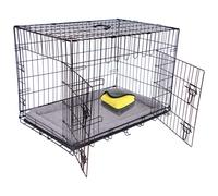 ProKleen Pretty Pooch Dog Crate Large Cage Puppy Cat Pet Training Tray Double Door and Bed With Two Cloths