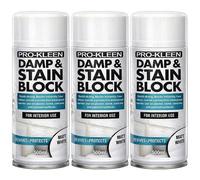 ProKleen Pro-Kleen Damp & Stain Block Spray Primer - Covers Damp, Mould, Grease & Rust Stains 500ml x3