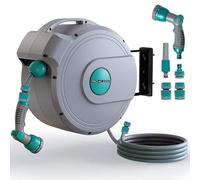 ProKleen Pro-Kleen Garden Hose Reel Pipe, Retractable Wall Mounted, Auto Lock & Rewind, 10 Function Gun & Nozzle 20m