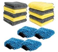 ProKleen Pro-Kleen Microfibre Cloth 1000GSM Cleaning Towel For Car Or Home, 10 Thick Commercial Grade Cloths And 4 Vehicle Washing Mitts