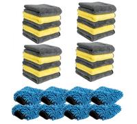 ProKleen Pro-Kleen Microfibre Cloth 1000GSM Cleaning Towel For Car Or Home, 20 Thick Commercial Grade Cloths And 8 Vehicle Washing Mitts