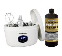 ProKleen Ultrasonic Jewellery Cleaner 43kHz & Concentrated Cleaning Solution in White ProKleen White