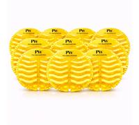 PROWASHROOM Urinal Mats Pack of 10 - Anti-Splash Urinal Screens - 30 Day Odour Control - Flexible Non-Slip - Includes 2 Disposable Gloves - Individully Wrapped 165mm Diameter (Yellow Citrus)