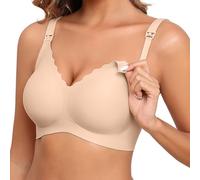 ProKloud Nursing Bras for Breastfeeding Seamless Maternity Bras Wave V Neck Comfort Pregnancy Sleep Bralette Jelly Strip Support Full Coverage Nursing Bra with Extra Bra Extenders Skin