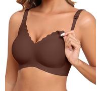 ProKloud Nursing Bras for Breastfeeding Seamless Maternity Bras Wave V Neck Comfort Pregnancy Sleep Bralette Jelly Strip Support Full Coverage Nursing Bra with Extra Bra Extenders Brown