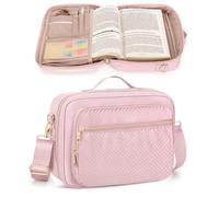 Prokva Bible Cover Case for Women, Large Bible Church Bag with Strap, Bible Carrying Case Book Protector with Handle, Pink (Empty Bag Only)