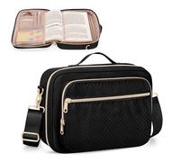 Prokva Bible Cover Case for Women, Large Bible Church Bag with Strap, Bible Carrying Case Book Protector with Handle, Black(Empty Bag Only)