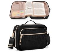 Prokva Bible Cover Case for Women, Large Church Bag with Strap, Carrying Case Book Protector with Handle, Black (Empty Bag Only)