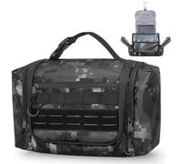Prokva Hanging Toiletry Bag for Men, Tactical Dopp Kit Toiletry Travel Bag, Large Hygiene Organizer Shower Bag for Camping Outdoor, Black Digital